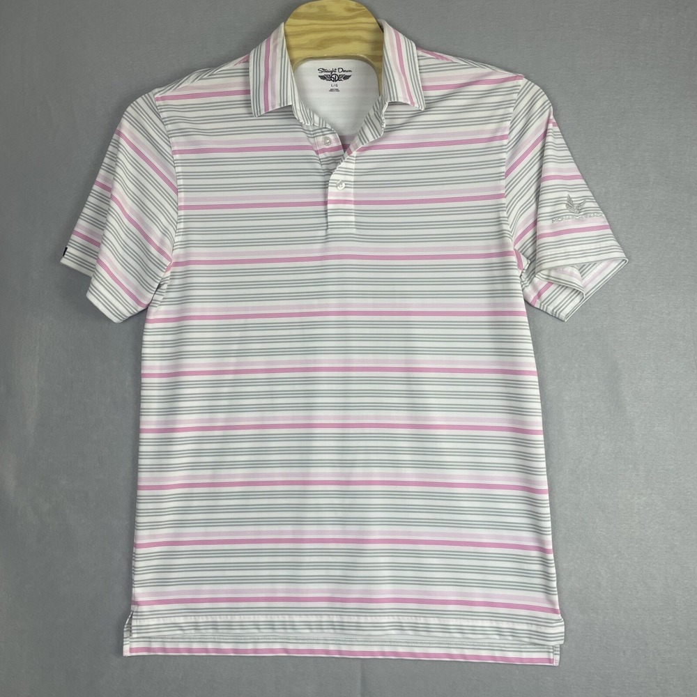 Straight Down Monarch Beach Golf Polo Shirt Mens Large Striped‎ Athletic